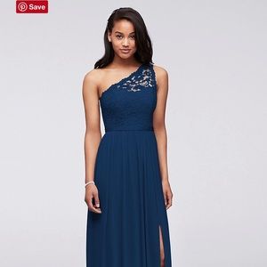 Long One Shoulder Lace Bridesmaid Dress